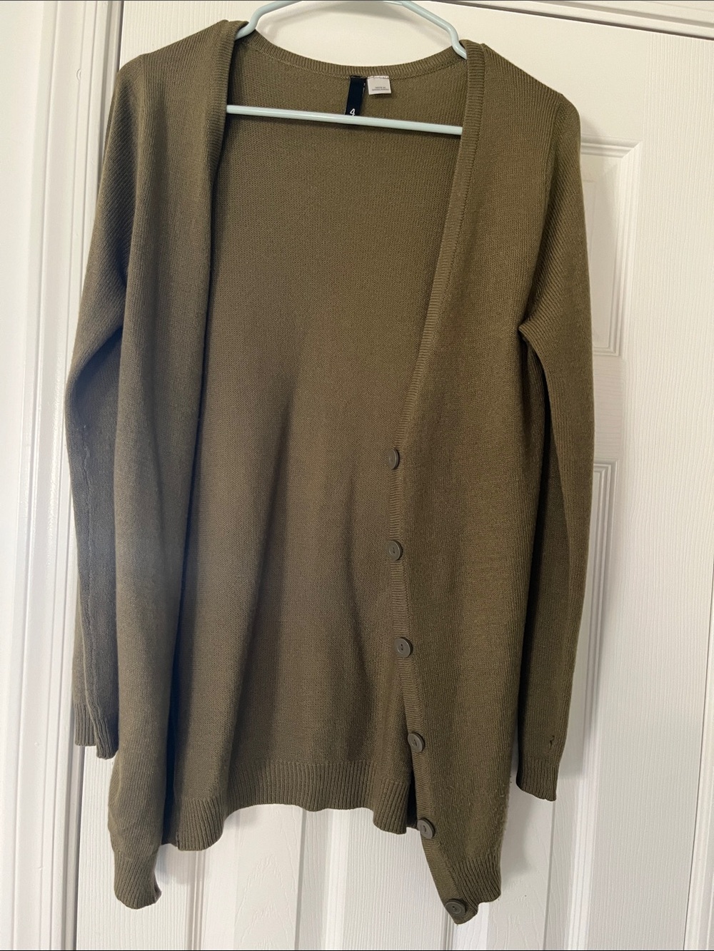 Olive Green Women's Button-Front Cardigan Sweater